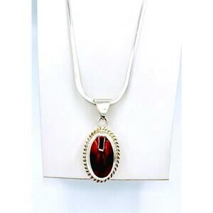 Sterling herringbone chain w/ sterling silver black onyx & mahogany obsidian